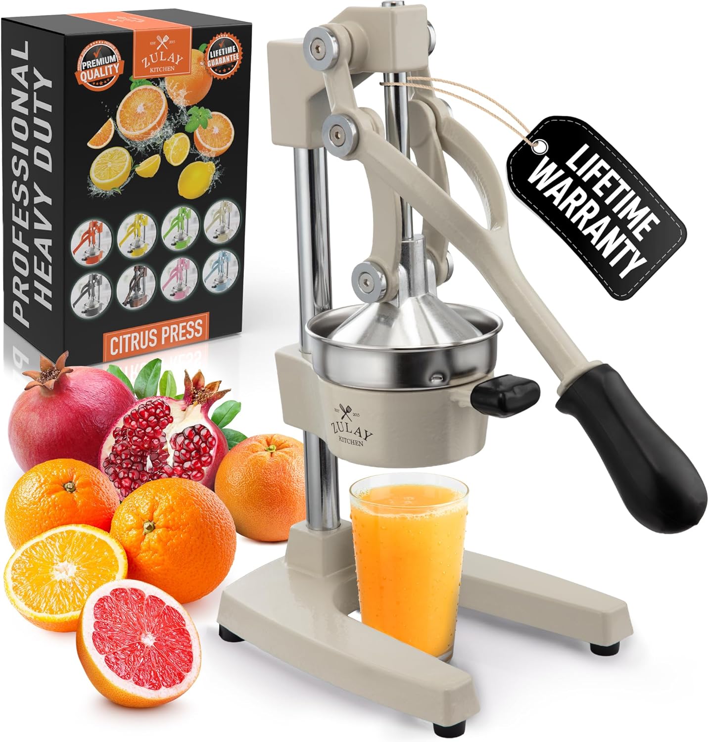 Cast Iron Juicer - Heavy Duty Manual Juicer with Detachable Strainers for Easy Cleaning, Orange Juice Press for Citrus Fruits, Perfect for Bartenders, Juice Lovers & Health Enthusiasts - Colors A