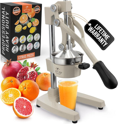 Cast Iron Juicer - Heavy Duty Manual Juicer with Detachable Strainers for Easy Cleaning, Orange Juice Press for Citrus Fruits, Perfect for Bartenders, Juice Lovers & Health Enthusiasts - Colors A