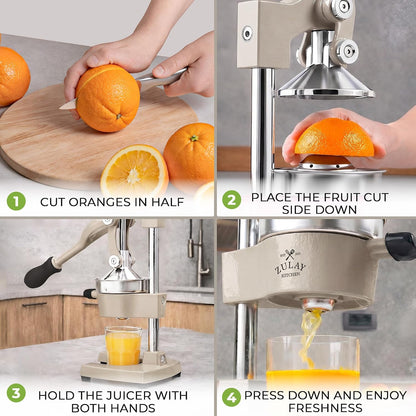 Cast Iron Juicer - Heavy Duty Manual Juicer with Detachable Strainers for Easy Cleaning, Orange Juice Press for Citrus Fruits, Perfect for Bartenders, Juice Lovers & Health Enthusiasts - Colors A