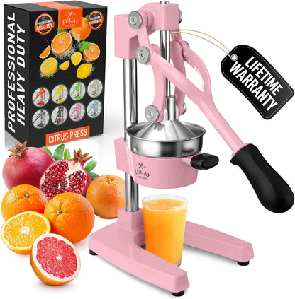 Cast Iron Juicer - Heavy Duty Manual Juicer with Detachable Strainers for Easy Cleaning, Orange Juice Press for Citrus Fruits, Perfect for Bartenders, Juice Lovers & Health Enthusiasts - Colors A