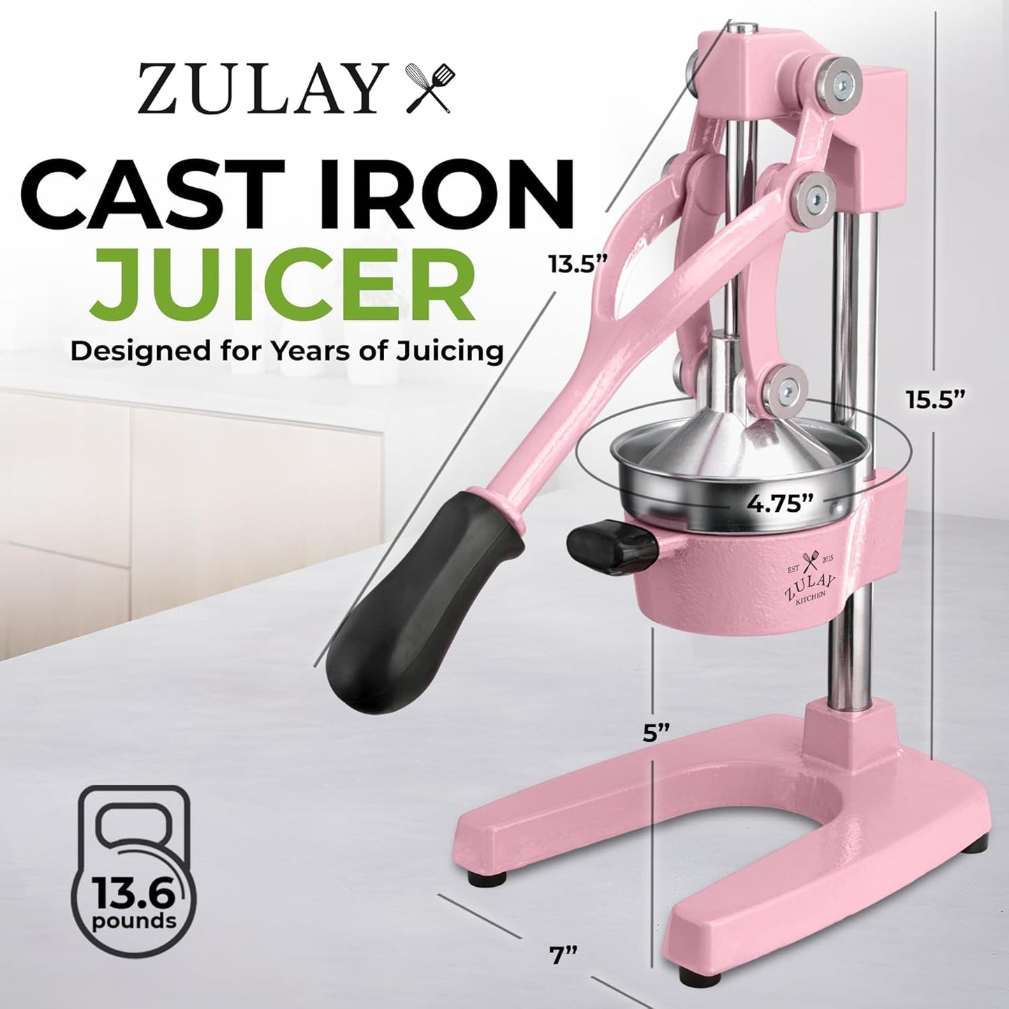 Cast Iron Juicer - Heavy Duty Manual Juicer with Detachable Strainers for Easy Cleaning, Orange Juice Press for Citrus Fruits, Perfect for Bartenders, Juice Lovers & Health Enthusiasts - Colors A
