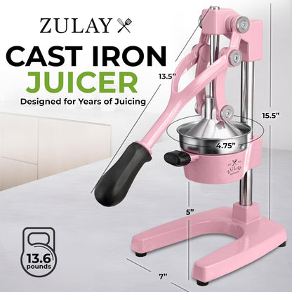 Cast Iron Juicer - Heavy Duty Manual Juicer with Detachable Strainers for Easy Cleaning, Orange Juice Press for Citrus Fruits, Perfect for Bartenders, Juice Lovers & Health Enthusiasts - Colors A