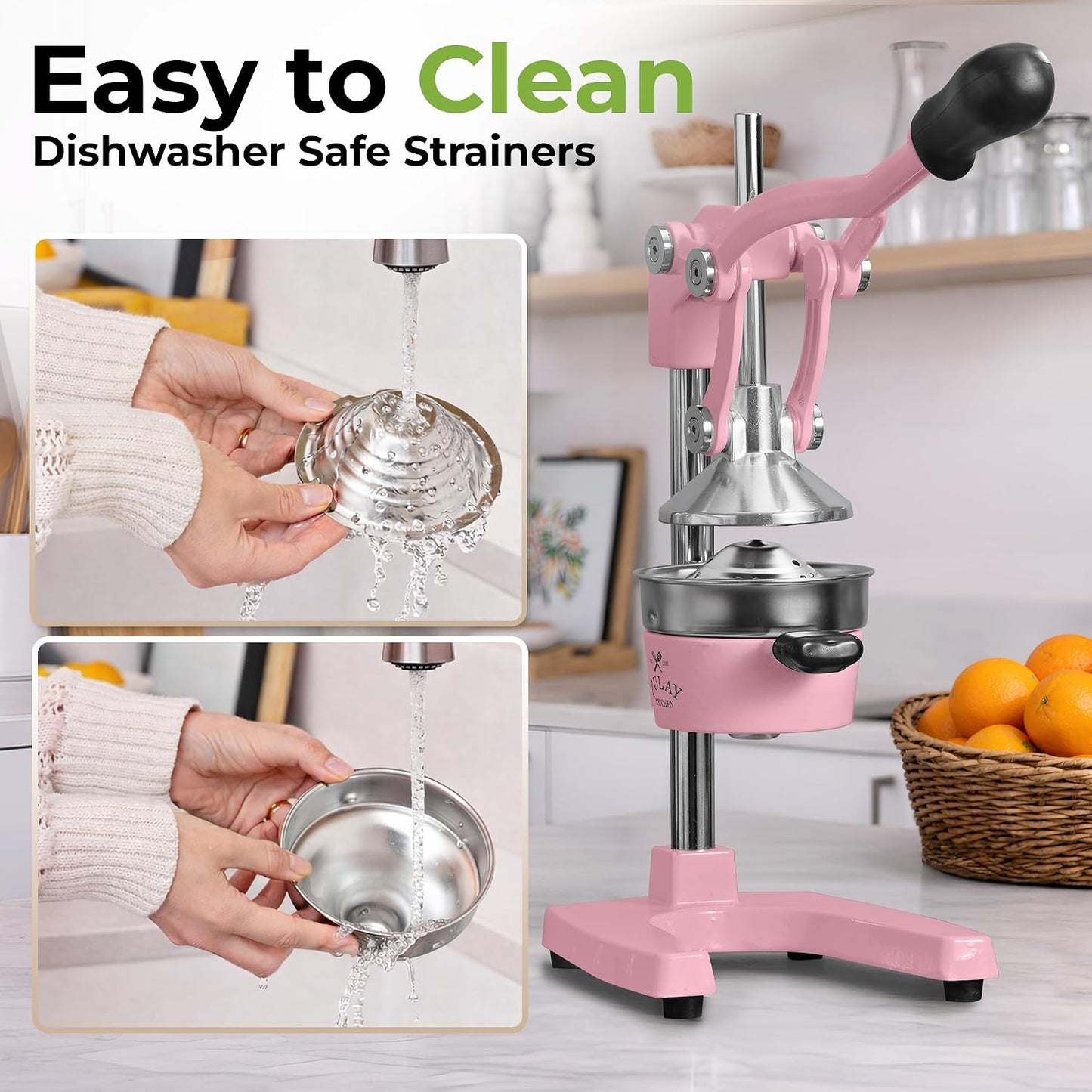 Cast Iron Juicer - Heavy Duty Manual Juicer with Detachable Strainers for Easy Cleaning, Orange Juice Press for Citrus Fruits, Perfect for Bartenders, Juice Lovers & Health Enthusiasts - Colors A