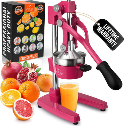 Cast Iron Juicer - Heavy Duty Manual Juicer with Detachable Strainers for Easy Cleaning, Orange Juice Press for Citrus Fruits, Perfect for Bartenders, Juice Lovers & Health Enthusiasts - Colors A