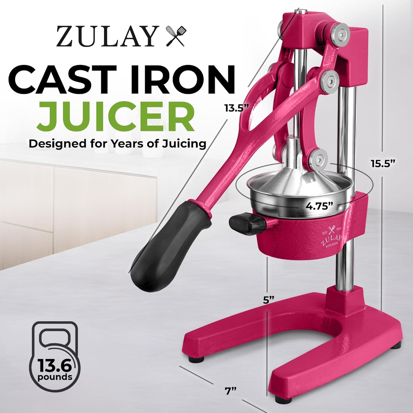Cast Iron Juicer - Heavy Duty Manual Juicer with Detachable Strainers for Easy Cleaning, Orange Juice Press for Citrus Fruits, Perfect for Bartenders, Juice Lovers & Health Enthusiasts - Colors A