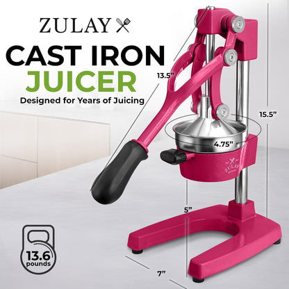 Cast Iron Juicer - Heavy Duty Manual Juicer with Detachable Strainers for Easy Cleaning, Orange Juice Press for Citrus Fruits, Perfect for Bartenders, Juice Lovers & Health Enthusiasts - Colors A