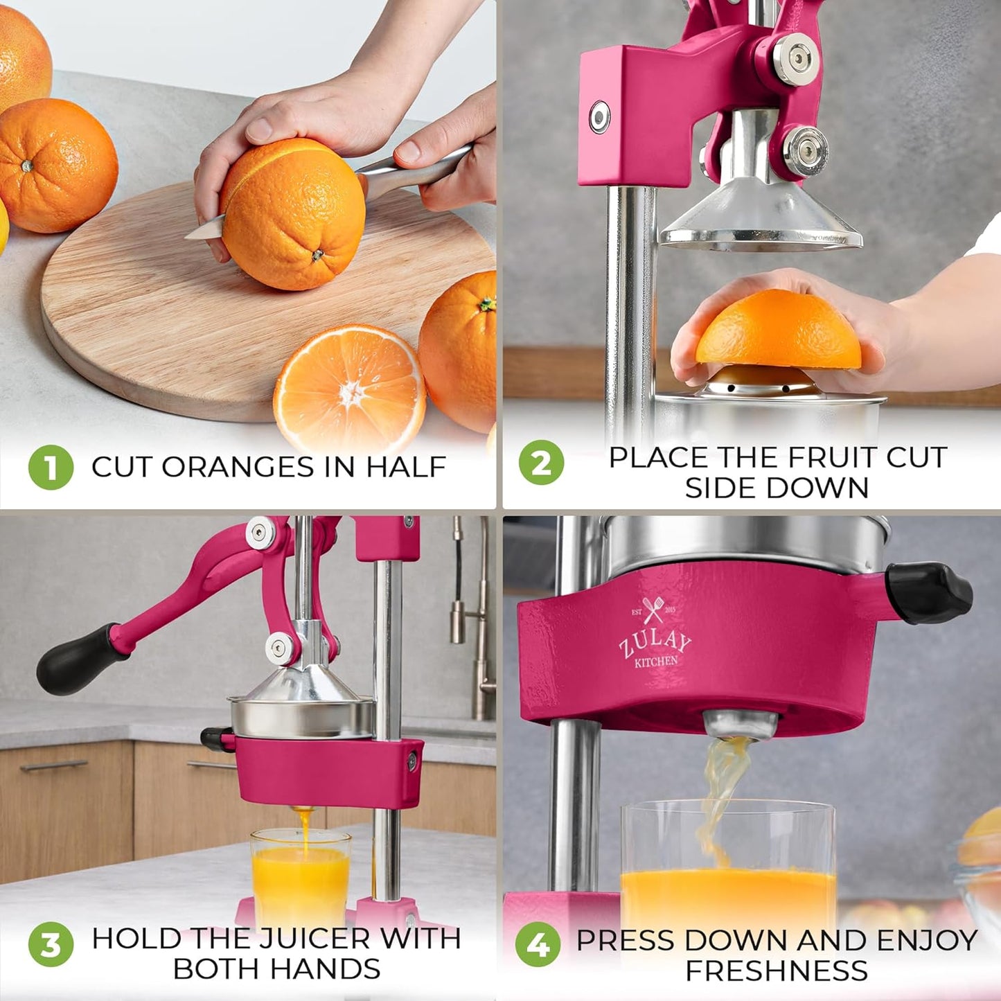 Cast Iron Juicer - Heavy Duty Manual Juicer with Detachable Strainers for Easy Cleaning, Orange Juice Press for Citrus Fruits, Perfect for Bartenders, Juice Lovers & Health Enthusiasts - Colors A