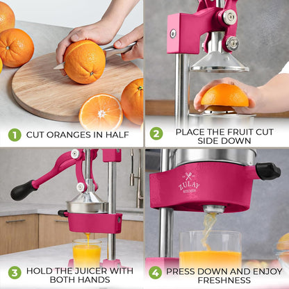 Cast Iron Juicer - Heavy Duty Manual Juicer with Detachable Strainers for Easy Cleaning, Orange Juice Press for Citrus Fruits, Perfect for Bartenders, Juice Lovers & Health Enthusiasts - Colors A