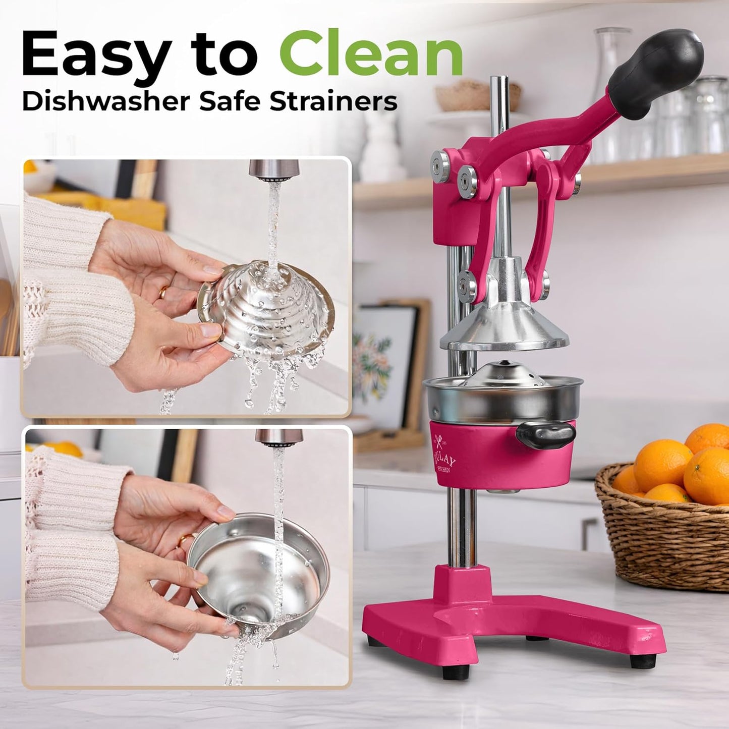 Cast Iron Juicer - Heavy Duty Manual Juicer with Detachable Strainers for Easy Cleaning, Orange Juice Press for Citrus Fruits, Perfect for Bartenders, Juice Lovers & Health Enthusiasts - Colors A