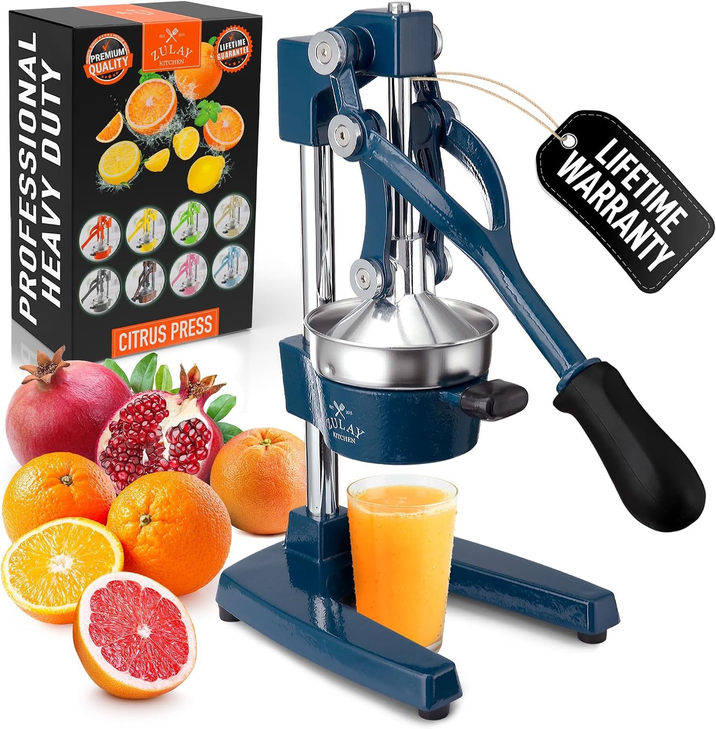 Cast Iron Juicer - Heavy Duty Manual Juicer with Detachable Strainers for Easy Cleaning, Orange Juice Press for Citrus Fruits, Perfect for Bartenders, Juice Lovers & Health Enthusiasts - Colors A