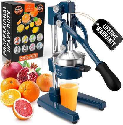 Cast Iron Juicer - Heavy Duty Manual Juicer with Detachable Strainers for Easy Cleaning, Orange Juice Press for Citrus Fruits, Perfect for Bartenders, Juice Lovers & Health Enthusiasts - Colors A