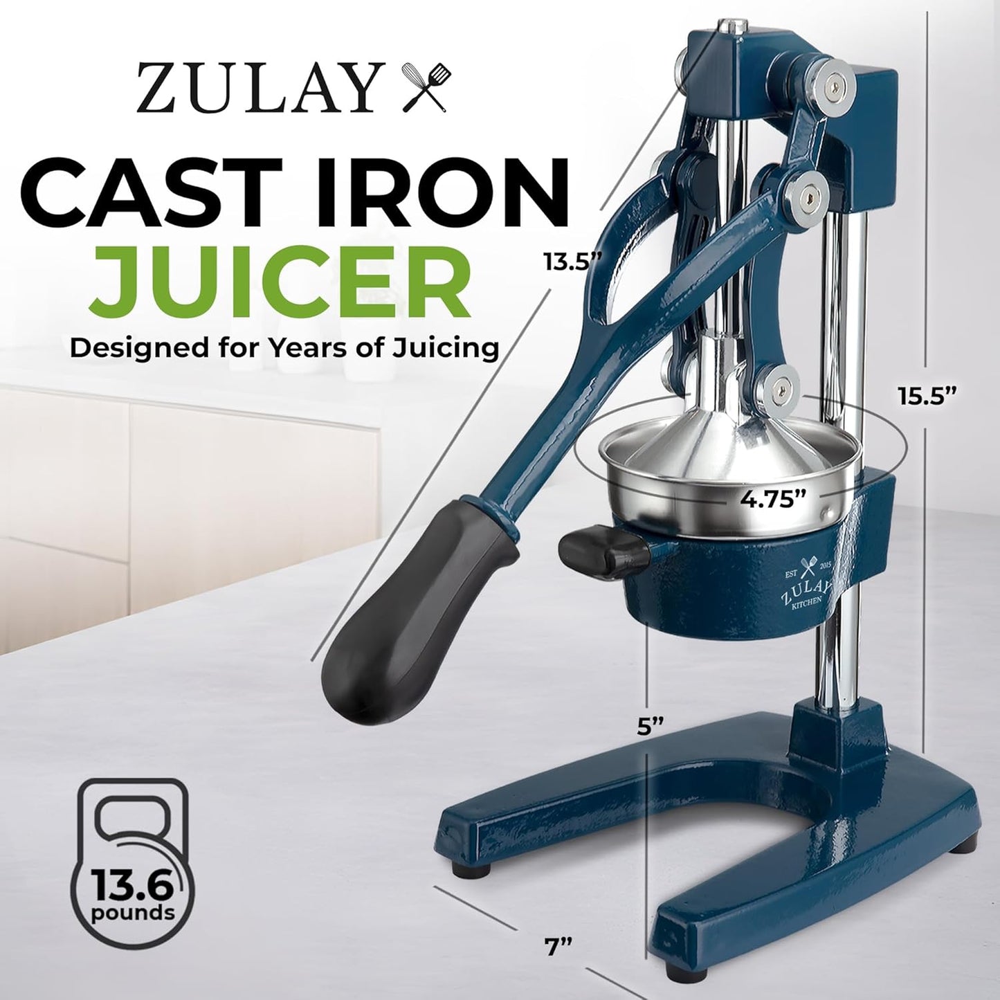 Cast Iron Juicer - Heavy Duty Manual Juicer with Detachable Strainers for Easy Cleaning, Orange Juice Press for Citrus Fruits, Perfect for Bartenders, Juice Lovers & Health Enthusiasts - Colors A