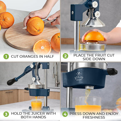 Cast Iron Juicer - Heavy Duty Manual Juicer with Detachable Strainers for Easy Cleaning, Orange Juice Press for Citrus Fruits, Perfect for Bartenders, Juice Lovers & Health Enthusiasts - Colors A
