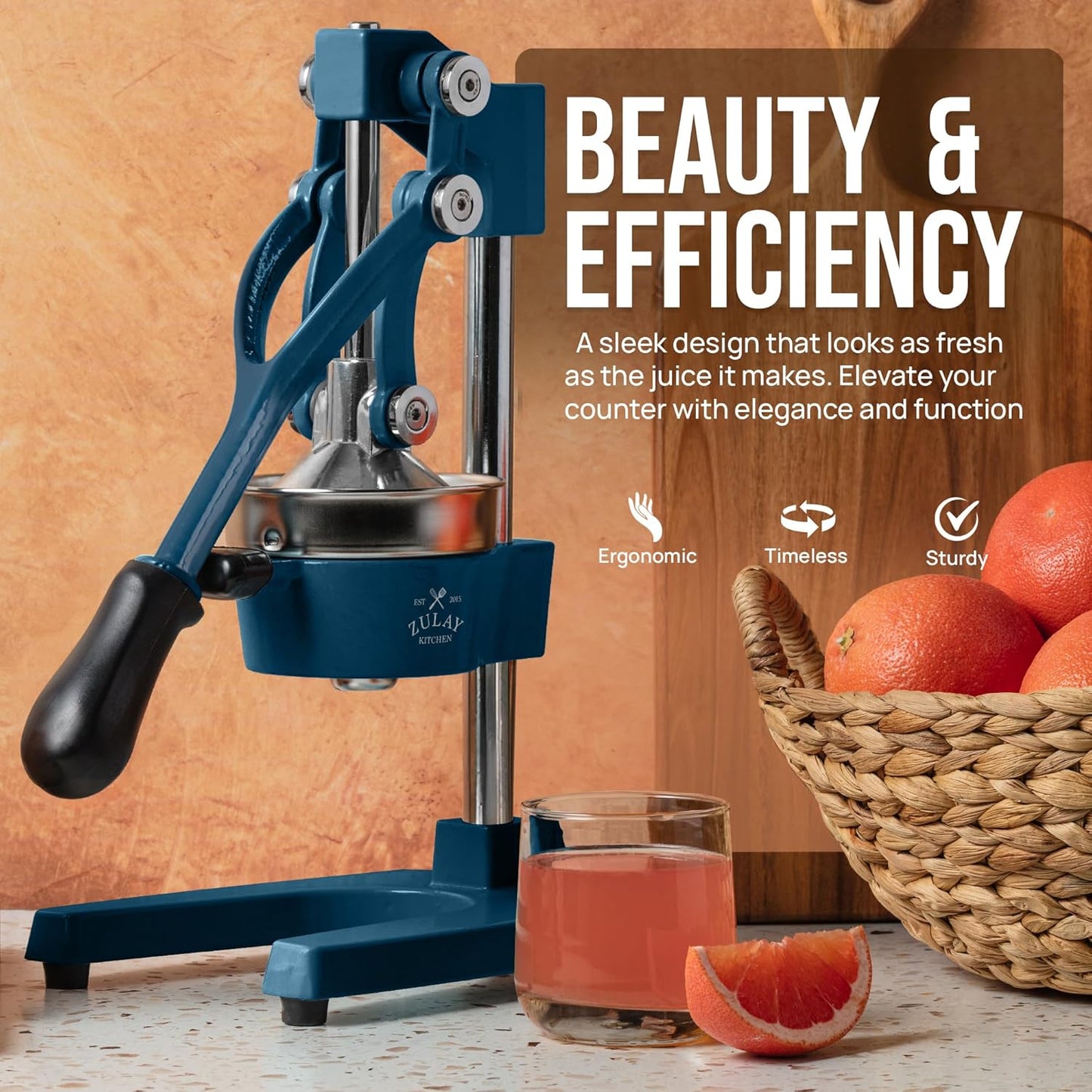 Cast Iron Juicer - Heavy Duty Manual Juicer with Detachable Strainers for Easy Cleaning, Orange Juice Press for Citrus Fruits, Perfect for Bartenders, Juice Lovers & Health Enthusiasts - Colors A