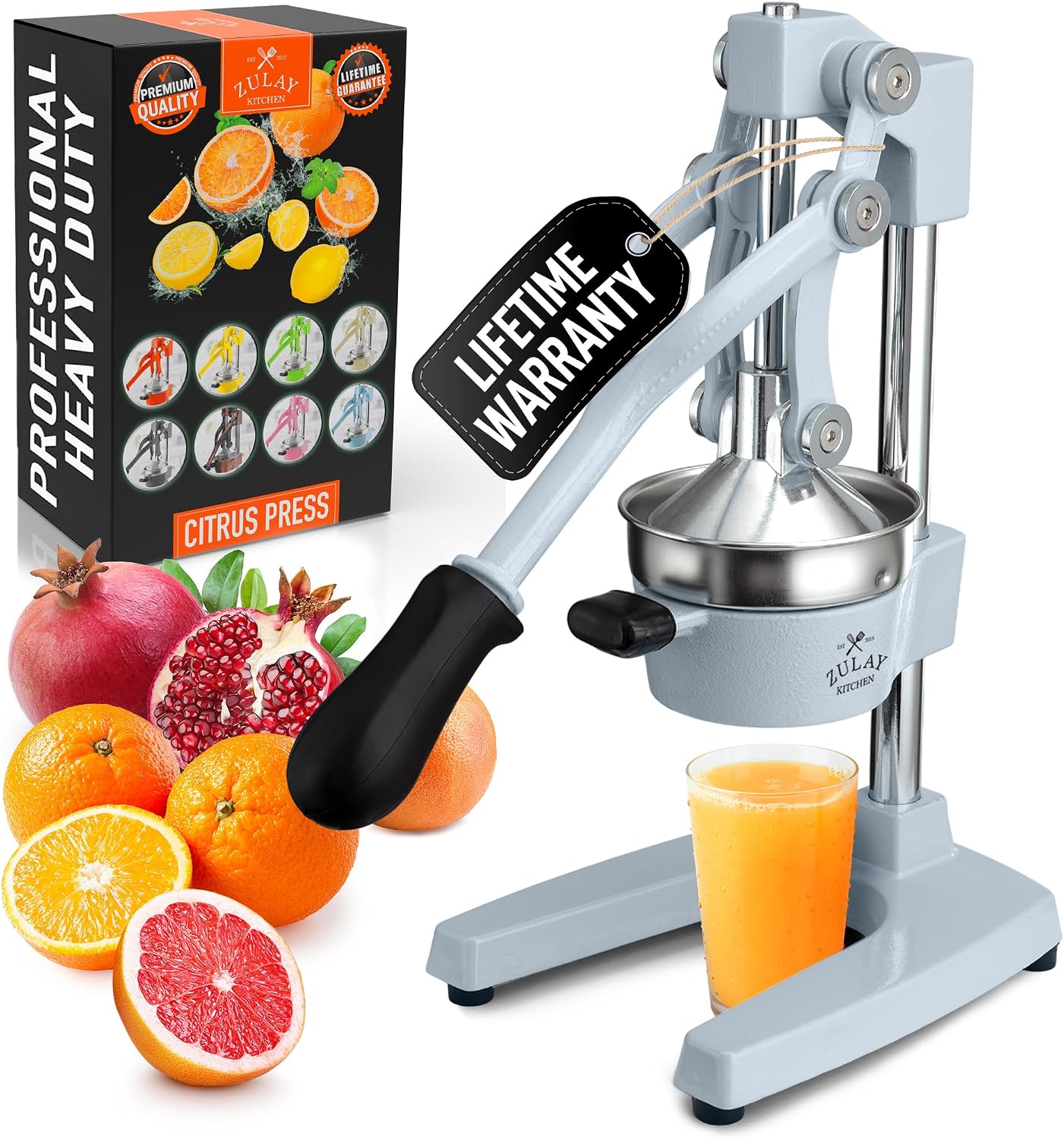 Cast Iron Juicer - Heavy Duty Manual Juicer with Detachable Strainers for Easy Cleaning, Orange Juice Press for Citrus Fruits, Perfect for Bartenders, Juice Lovers & Health Enthusiasts - Colors A