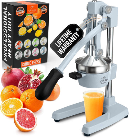 Cast Iron Juicer - Heavy Duty Manual Juicer with Detachable Strainers for Easy Cleaning, Orange Juice Press for Citrus Fruits, Perfect for Bartenders, Juice Lovers & Health Enthusiasts - Colors A