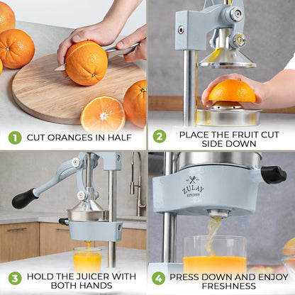 Cast Iron Juicer - Heavy Duty Manual Juicer with Detachable Strainers for Easy Cleaning, Orange Juice Press for Citrus Fruits, Perfect for Bartenders, Juice Lovers & Health Enthusiasts - Colors A