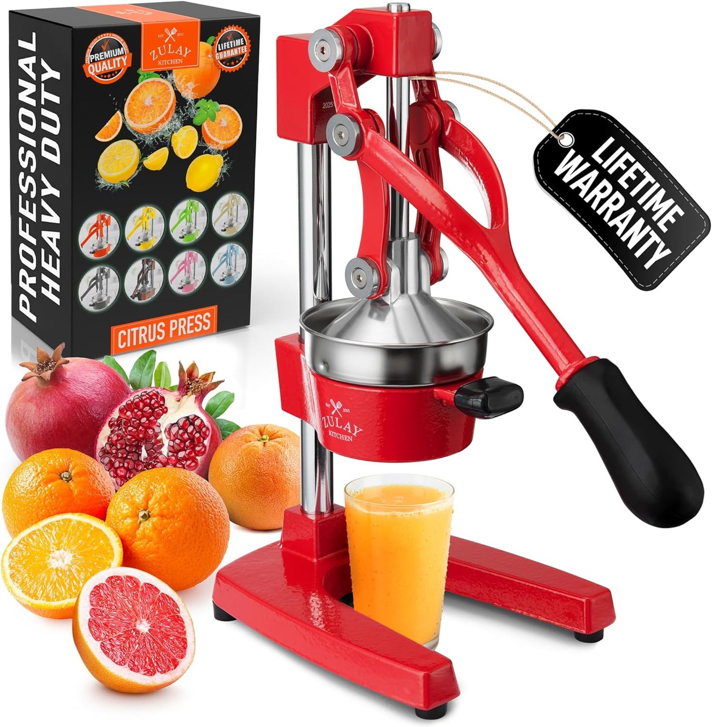 Cast Iron Juicer - Heavy Duty Manual Juicer with Detachable Strainers for Easy Cleaning, Orange Juice Press for Citrus Fruits, Perfect for Bartenders, Juice Lovers & Health Enthusiasts - Colors A