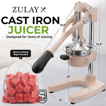 Cast Iron Juicer - Heavy Duty Manual Juicer with Detachable Strainers for Easy Cleaning, Orange Juice Press for Citrus Fruits, Perfect for Bartenders, Juice Lovers & Health Enthusiasts - Colors A