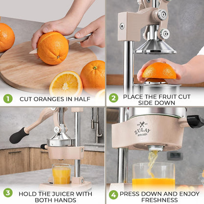 Cast Iron Juicer - Heavy Duty Manual Juicer with Detachable Strainers for Easy Cleaning, Orange Juice Press for Citrus Fruits, Perfect for Bartenders, Juice Lovers & Health Enthusiasts - Colors A