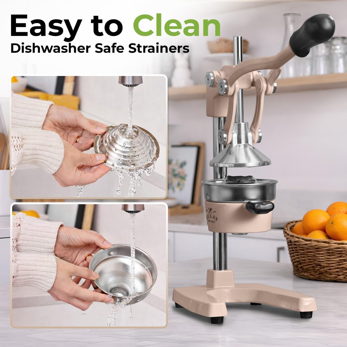 Cast Iron Juicer - Heavy Duty Manual Juicer with Detachable Strainers for Easy Cleaning, Orange Juice Press for Citrus Fruits, Perfect for Bartenders, Juice Lovers & Health Enthusiasts - Colors A