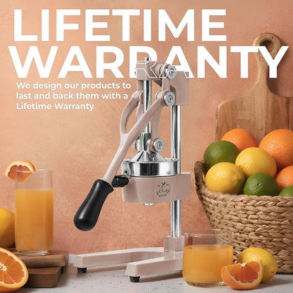 Cast Iron Juicer - Heavy Duty Manual Juicer with Detachable Strainers for Easy Cleaning, Orange Juice Press for Citrus Fruits, Perfect for Bartenders, Juice Lovers & Health Enthusiasts - Colors A