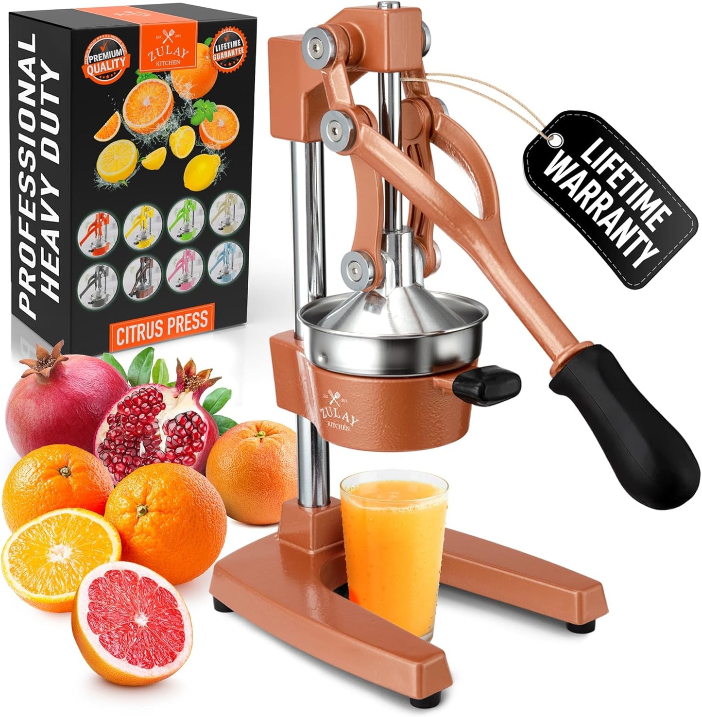 Cast Iron Juicer - Heavy Duty Manual Juicer with Detachable Strainers for Easy Cleaning, Orange Juice Press for Citrus Fruits, Perfect for Bartenders, Juice Lovers & Health Enthusiasts - Colors A