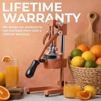 Cast Iron Juicer - Heavy Duty Manual Juicer with Detachable Strainers for Easy Cleaning, Orange Juice Press for Citrus Fruits, Perfect for Bartenders, Juice Lovers & Health Enthusiasts - Colors A