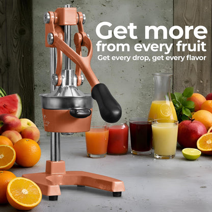 Cast Iron Juicer - Heavy Duty Manual Juicer with Detachable Strainers for Easy Cleaning, Orange Juice Press for Citrus Fruits, Perfect for Bartenders, Juice Lovers & Health Enthusiasts - Colors A