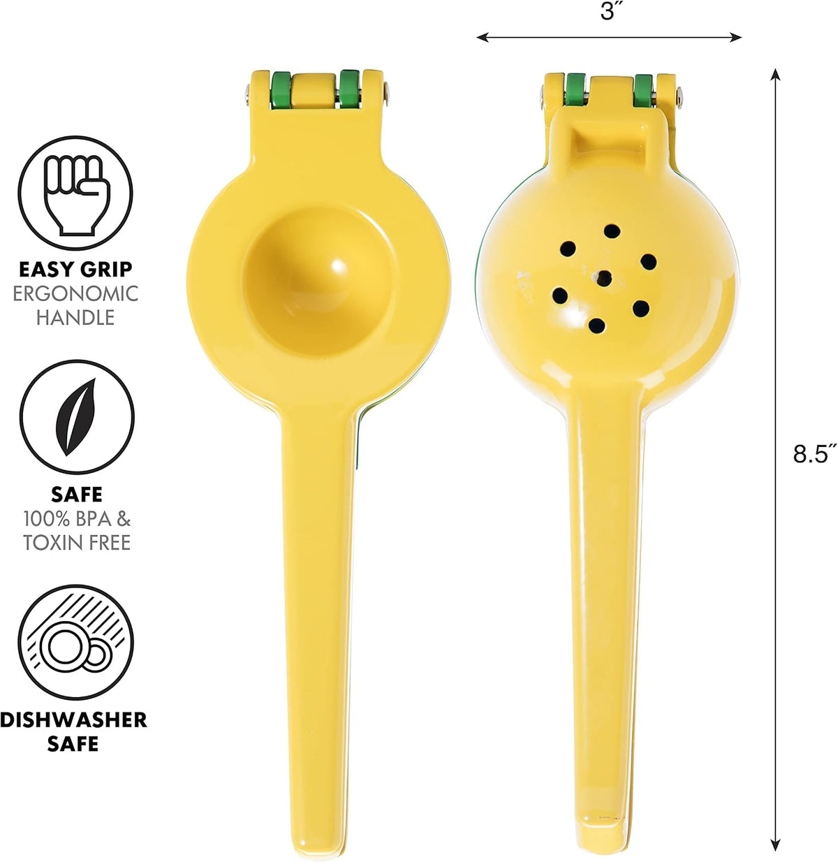 Combo Citrus Press- Aluminum Manual Citrus Juicer w/Non-Stick Coating, Ideal Hand Juicer, this Citrus Squeezer is a Great Addition to Your Kitchen Accessories, Yellow