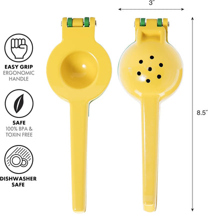 Combo Citrus Press- Aluminum Manual Citrus Juicer w/Non-Stick Coating, Ideal Hand Juicer, this Citrus Squeezer is a Great Addition to Your Kitchen Accessories, Yellow