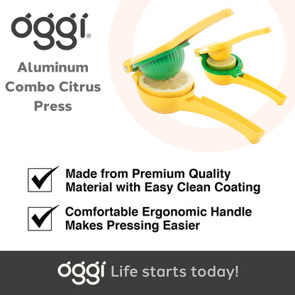 Combo Citrus Press- Aluminum Manual Citrus Juicer w/Non-Stick Coating, Ideal Hand Juicer, this Citrus Squeezer is a Great Addition to Your Kitchen Accessories, Yellow