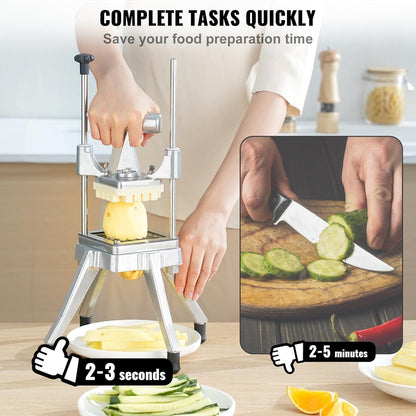 Happybuy Commercial Vegetable Fruit Chopper 1/4" Blade Heavy Duty Professional Food Dicer Kattex French Fry Cutter Onion Slicer Stainless Steel for Tomato Peppers Potato Mushroom