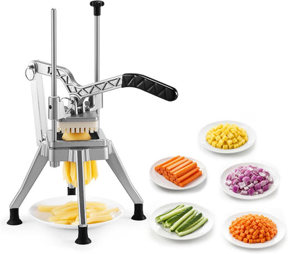 Happybuy Commercial Vegetable Fruit Chopper 1/4" Blade Heavy Duty Professional Food Dicer Kattex French Fry Cutter Onion Slicer Stainless Steel for Tomato Peppers Potato Mushroom