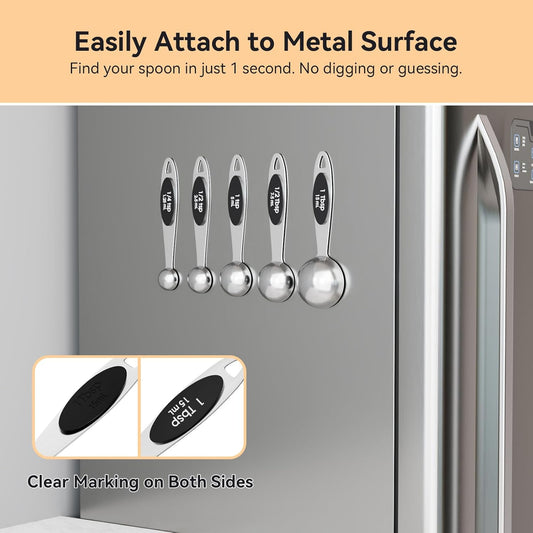 1PCS 1Tbsp Magnetic Measuring Spoon,Made of 18/8 (304) Stainless Steel | Accurate Measurement, Stackable, Food- Grade, Dishwasher-Safe, Metal Kitchen Gadgets Essentials