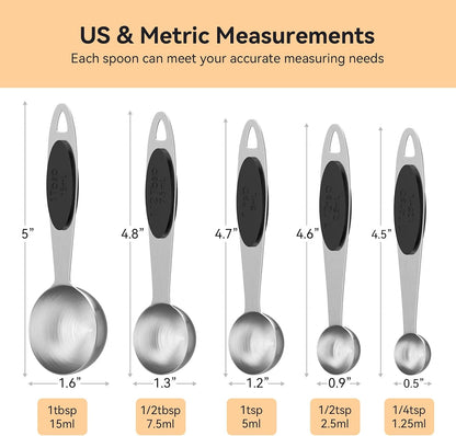 1PCS 1Tbsp Magnetic Measuring Spoon,Made of 18/8 (304) Stainless Steel | Accurate Measurement, Stackable, Food- Grade, Dishwasher-Safe, Metal Kitchen Gadgets Essentials