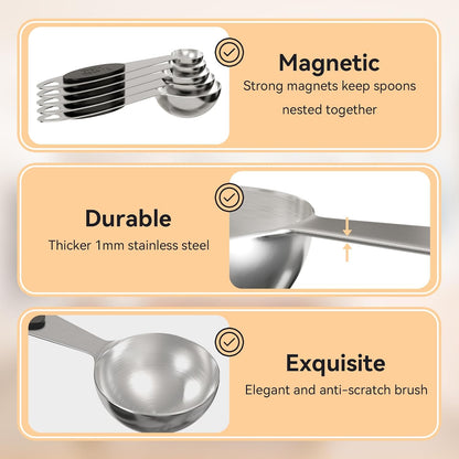 1PCS 1Tbsp Magnetic Measuring Spoon,Made of 18/8 (304) Stainless Steel | Accurate Measurement, Stackable, Food- Grade, Dishwasher-Safe, Metal Kitchen Gadgets Essentials