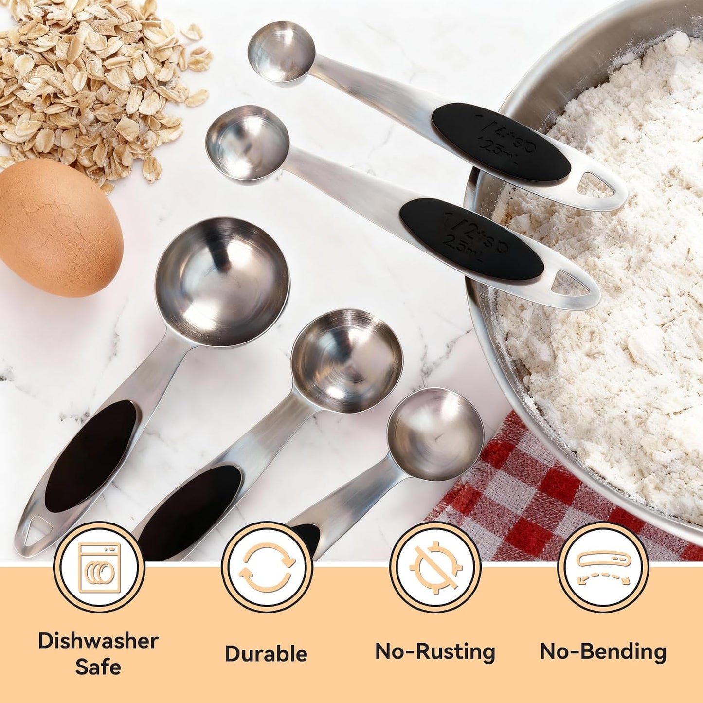1PCS 1Tbsp Magnetic Measuring Spoon,Made of 18/8 (304) Stainless Steel | Accurate Measurement, Stackable, Food- Grade, Dishwasher-Safe, Metal Kitchen Gadgets Essentials