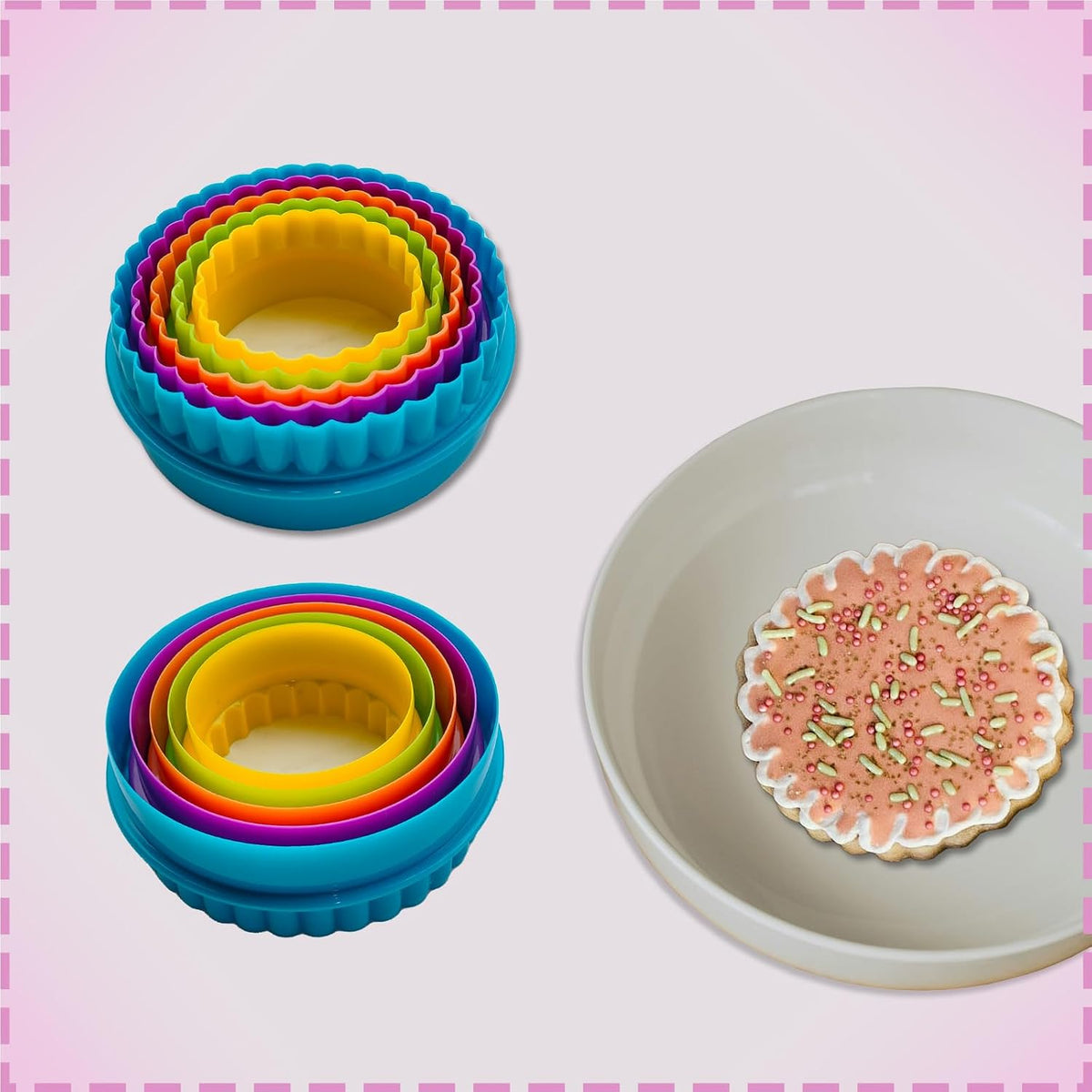 Cookie Cutter Set - 6 PCS Perfect for Baking Unique Flower, Round, and Circle Cookies