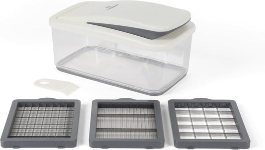 Aero Vegetable Chopper, 5-in-1 Food Chopper with Container, Manual Vegetable Dicer with Interchangeable Stainless Steel Blades for Slicing, Chopping & Meal Prep