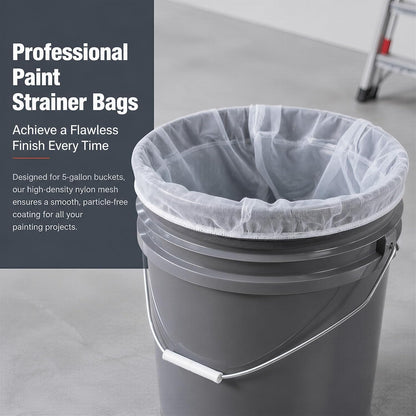 10PCS Paint Strainer Bag - 5 Gallon Paint Filter Strainer Bucket with Elastic Drawstring Top Opening Nylon Mesh Filter White Fine Mesh Bag for Gardening