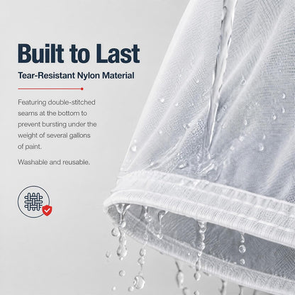 10PCS Paint Strainer Bag - 5 Gallon Paint Filter Strainer Bucket with Elastic Drawstring Top Opening Nylon Mesh Filter White Fine Mesh Bag for Gardening