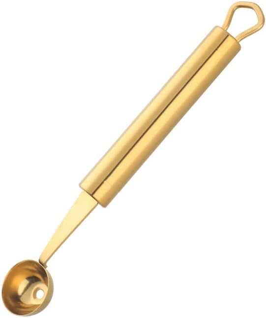 Stainless Steel Melon Ball Scoop Set,Stainless Steel Fruit Salad Scoop Spoon, for DIY Watermelon, Fruit Ice Cream -Gold