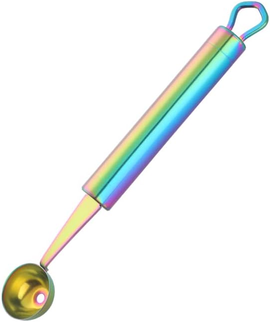 Stainless Steel Melon Ball Scoop Set,Stainless Steel Fruit Salad Scoop Spoon, for DIY Watermelon, Fruit Ice Cream -Gold