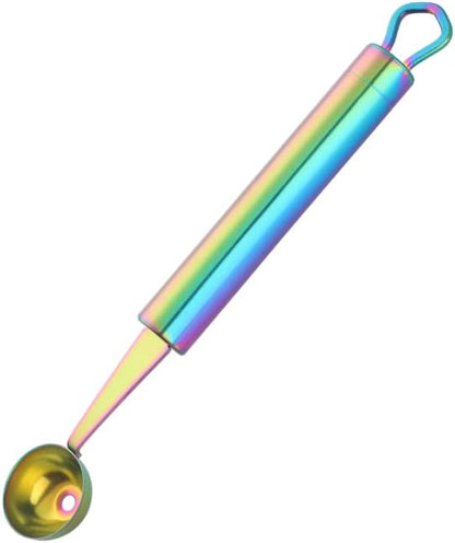 Stainless Steel Melon Ball Scoop Set,Stainless Steel Fruit Salad Scoop Spoon, for DIY Watermelon, Fruit Ice Cream -Gold