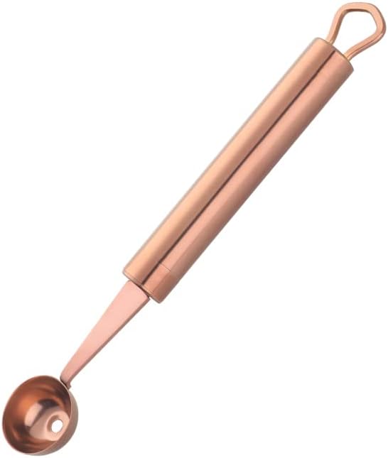 Stainless Steel Melon Ball Scoop Set,Stainless Steel Fruit Salad Scoop Spoon, for DIY Watermelon, Fruit Ice Cream -Gold