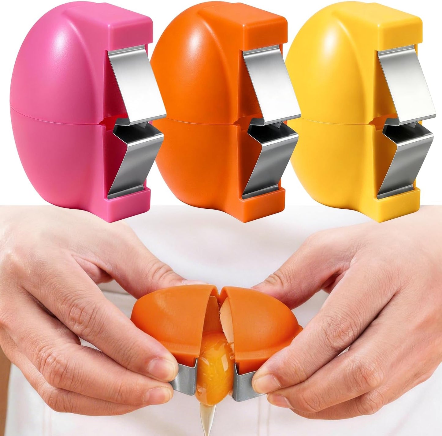 Egg Shell Opener 3 Pack, 2026 Upgraded Egg Cracker Tool for Raw Eggs | Stainless Steel Egg Topper Cutter, Egg Separator & Egg Peeler Kitchen Gadget for Home Cooking Baking