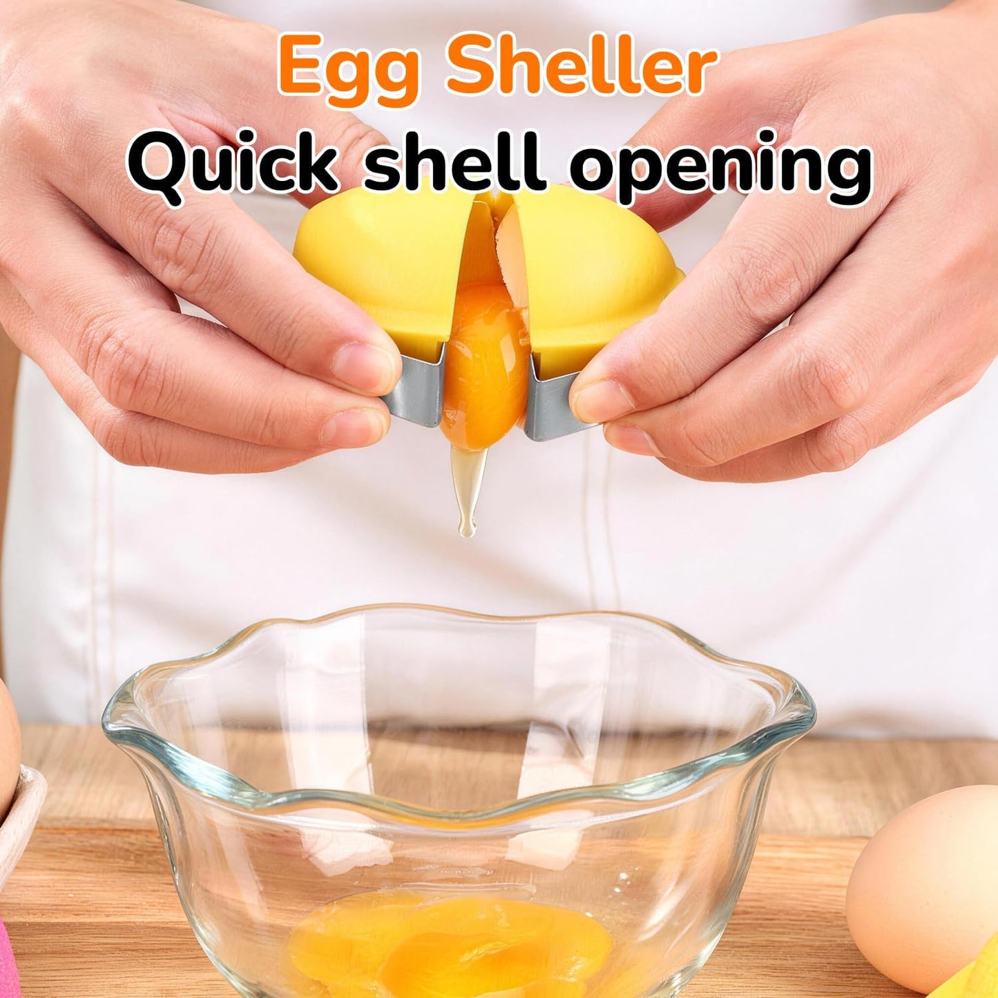 Egg Shell Opener 3 Pack, 2026 Upgraded Egg Cracker Tool for Raw Eggs | Stainless Steel Egg Topper Cutter, Egg Separator & Egg Peeler Kitchen Gadget for Home Cooking Baking