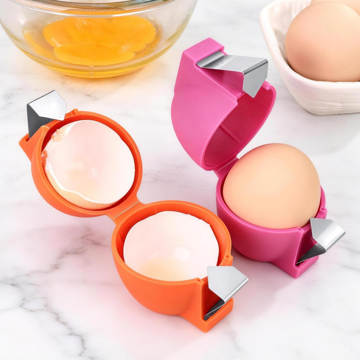 Egg Shell Opener 3 Pack, 2026 Upgraded Egg Cracker Tool for Raw Eggs | Stainless Steel Egg Topper Cutter, Egg Separator & Egg Peeler Kitchen Gadget for Home Cooking Baking
