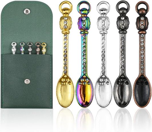 5PCS Mini Spoons, Rhinestone Metal Tiny Spoons With Storage Pouch | Metal shovel spoons, Little Measuring Spoon, Multi-Color Tiny Spoons For Spices, Salt, Sugar, Coffee And Condiments